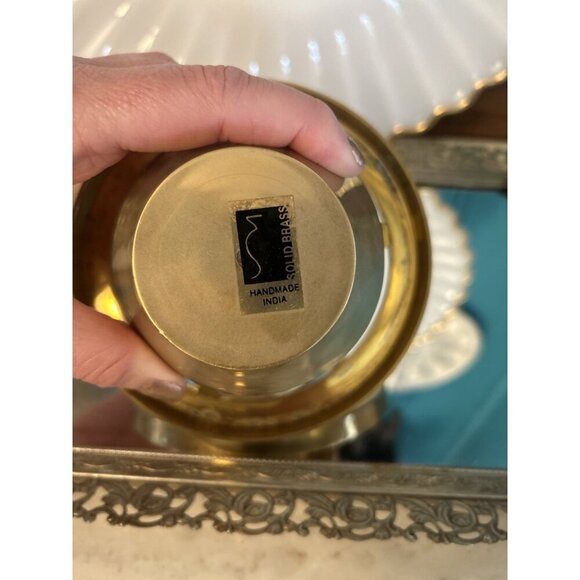 Vintage Solid Brass Circular Tea Light Candle Light Holder 1995 Ambrosia - Picture 6 of 8